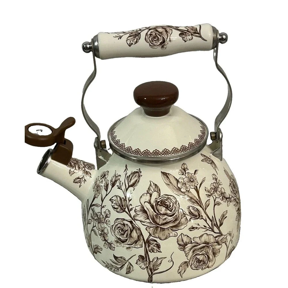 The Pioneer Woman Agatha 2QT Stainless Steel Whistling Tea Kettle Floral